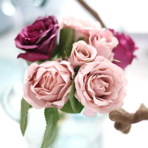 3pcs/ lot wedding bouquet decorative artificial small rose flower bride bouquet simulation silk flower craft decoration plant
