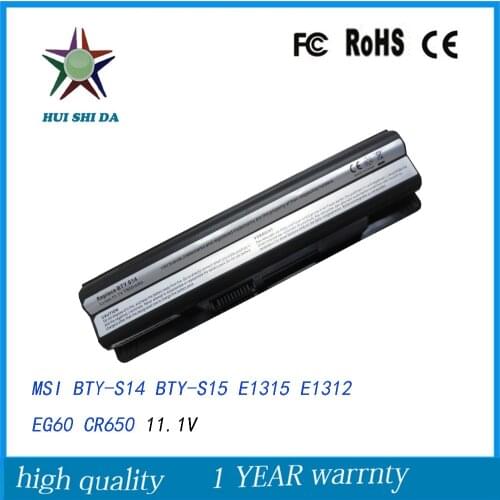 9Cells New Laptop Battery for MSI BTY-S14 BTY-S15 E1315 E1312 EG60 CR650