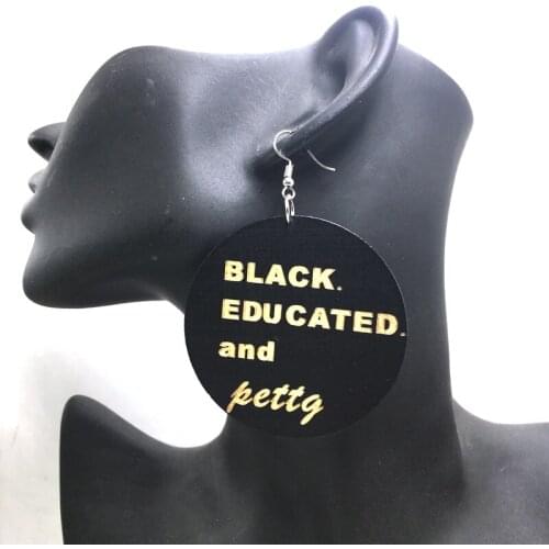 Free Shipping! Black Educated And petty Wooden Earrings