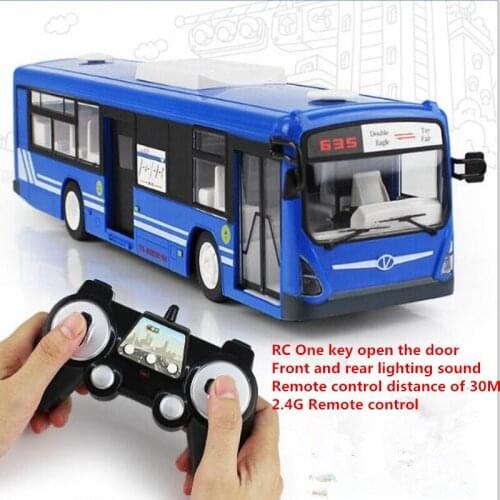 A large school bus remote control car 2.4G electric door and horn car model toy Simulation light Sound Simulation RC bus