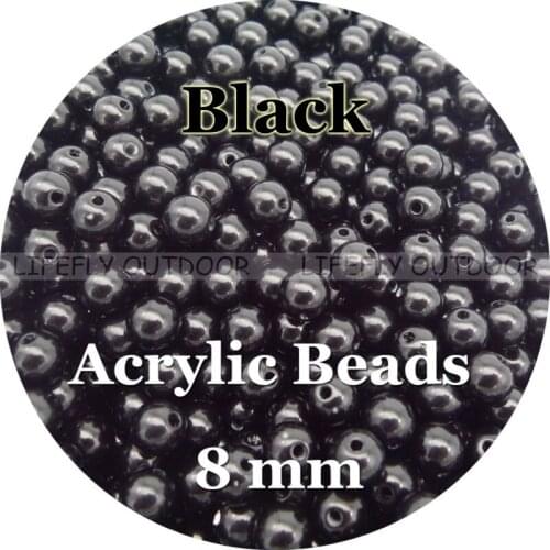 Black Color, 8mm / 300+ Acrylic Beads, Round, Fishing Lures, Rigs, Accessories, Craft