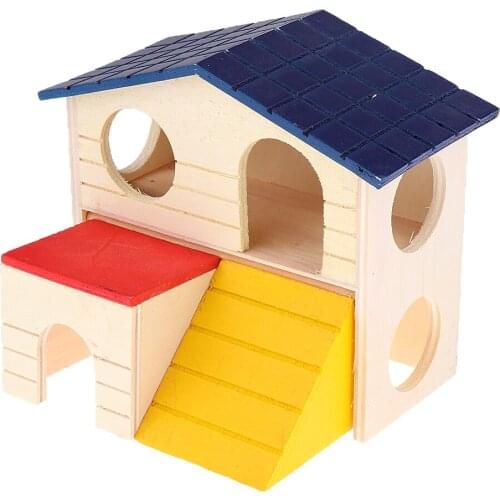 Wooden Hamster Mouse Gerbil Rat Pet Small Animal Hideaway House Cabin