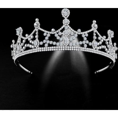 Luxury Crystal Bridal Tiaras Princess Queen Crowns Women Baroque Pageant Diadem Rhinestone Jewelry Wedding Hair Accessories