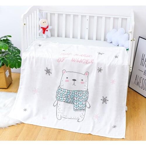Double Layer Bamboo Fiber Printing Children Baby Sleep Blanket Soft Water Absorption Breathable Throw Blanket Bedspread Bedding
