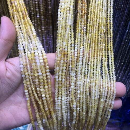 Natural Yellow Opal Bead Micro Faceted Beads 2mm 3mm 4mm Faceted Gem Spacer Beads,Small Tiny Beads for jewelry,1string 15.5"