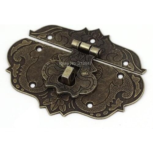 Antique Style Wooden Case Chest Toolbox 86x65mm Clasp Hasp Latch Bronze Tone