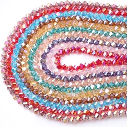 Austrian Crystal Faceted Beads AB 6/8mm Plated Glass Twist Beads Loose Spacer Handmade Jewelry Bracelet Making DIY Accessories