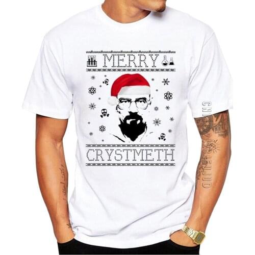 100% Cotton Hipster Heisenberg Merry Christmas Printed Graphic Tshirt Breaking Bad Men T-Shirt O-Neck Cool Tops Funny Tees