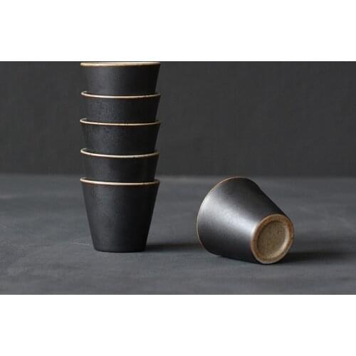 LUWU black crockery ceramic teacup sets of 6 cups chinese kung fu cup 70ml