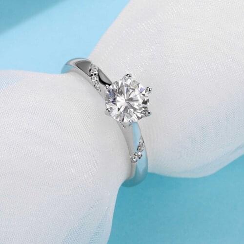 Classic 925 Sterling Silver moissanite Ring 1ct GH color Round Brilliant Cut Simple Engagement Anniversary Ring fine jewelry