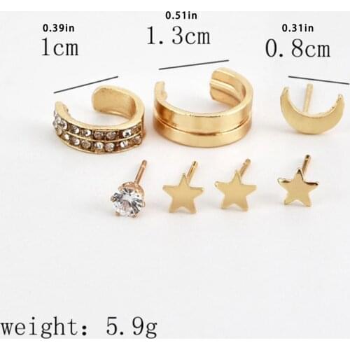2020 New Fashion 7 pcs/set Female Rhinestone Earrings Set Gold Color Stud Earring for Women Fashion Jewelry