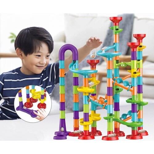 113/80/50pcs Set DIY Construction Marble Run Race Track Building Blocks Kids 3D Maze Ball Roll Toys Children Christmas Gifts
