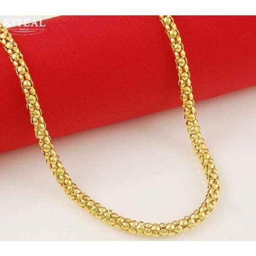 Best Gift Mens jewelry 24k gold color necklaces 4MM 60cm necklace chain for men women male man necklaces xmas gift
