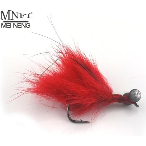 MNFT 6Pcs/Lot Lead Head Fly Flies Fishing Lure Red Princess Body Nymph Trout Bait Fishing Barbs Hooks