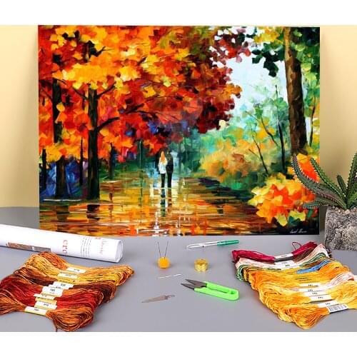 Autumn Date Pre-Printed 11CT Cross-Stitch DIY Embroidery Complete Kit DMC Threads Needlework Handiwork Knitting Hobby Magic