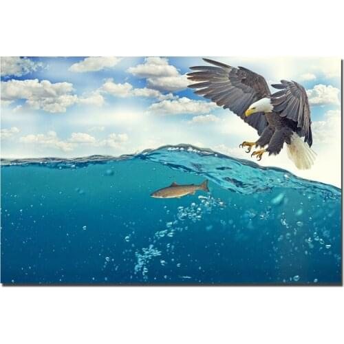 Eagle Hunting Fish Wall Art Posters Wall Art Picture Print for Home Decor Animal Canvas Painting