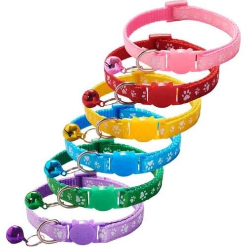 Pet Puppy Nylon Dog Collar For Dogs Collier Chihuahua Cat Collar With Bell Breakaway Fashion Adjustable Neck Strap Kitten
