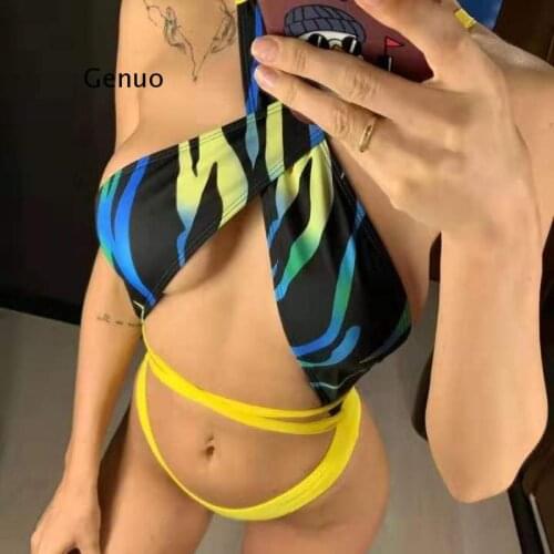 New 2020 Women Swimwear Diy Long Strap Wrap Around Thong One Piece Swimsuit Female Bather High Waist Bathing Suit Swim