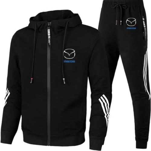 New Mazda Logo 2021 Print Tracksuit Men Thermal mens sets Sportswear Sets Cotton Hoodie+Pants tracksuit men sport suit set