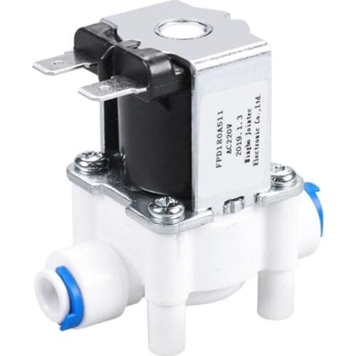 Plastic Solenoid Valve 220V 1/4" Hose Pipe Quick Connection Water Purifier Drinking Fountain Pressure Controller Switch