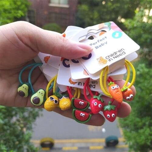 2PCS New Cute Cartoon Small Eye Fruit Princess Headwear Kids Elastic Hair Bands Children Ropes Girls Accessories Baby Headdress