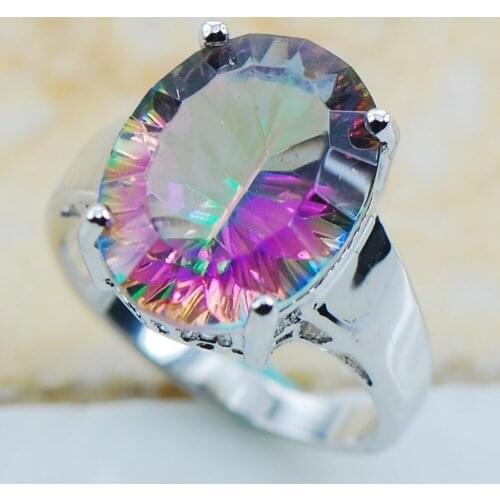 Rose Rainbow Crystal Zircon 925 Sterling Silver Top Quality Fancy Jewelry wedding Ring Size 6 7 8 9 10 11 F1157