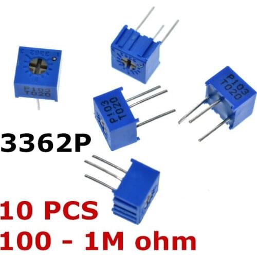 10PCS 3362P 101 201 501 102 202 502 103 203 503 104 204 504 105 Trimpo Trimmer Potentiometer 3362 500R 1K 2K 5K 10K 20K 50K 100K