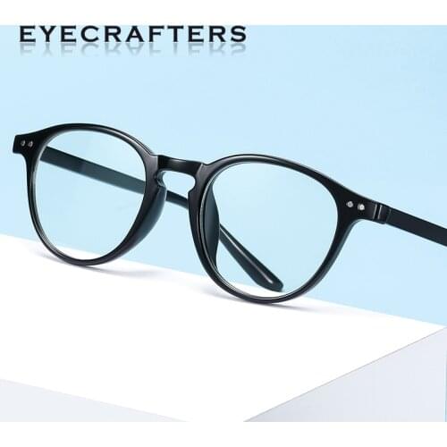 2021 NewEyewear Vintage Eyeglasses Frames Mans Retro Round Womens Anti-Blue Light TR90 Brand Gaming Reading Clear Lens
