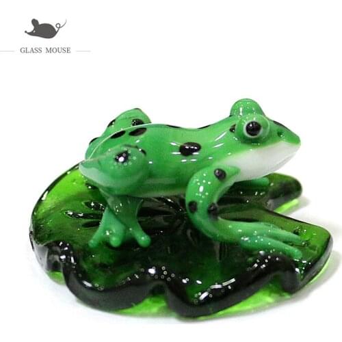 Hanging Glass Lotus Leaf Pendant Creative Lovely Mini Frog Figurine Accessories Home Fairy Garden Festival Party Decor Supplies