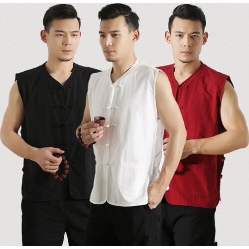 High Quality Chinese Kung Fu Waistcoat Wing Chun Sleeveless Shirt Martial Arts Tai Chi Vest Clothes