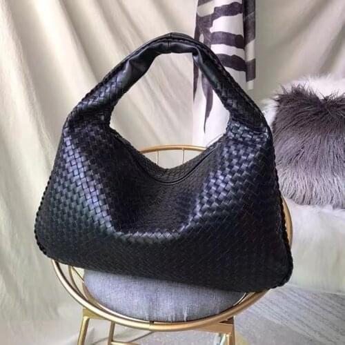 Top Quality Brand Women Shoulder Leather Woven Bag Luxury Sheepskin Hand-woven Ladies Handbag Fashion Large-capacity Tote Bag