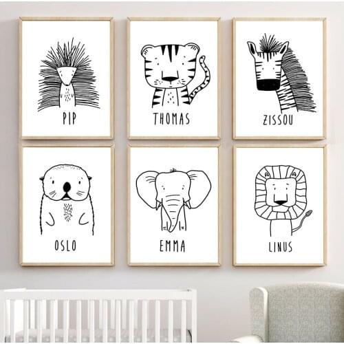 Animal Squirrel Lion Tiger Elephant Zebra Nordic Posters And Prints Wall Art Canvas Painting Wall Pictures For Kids Room Decor