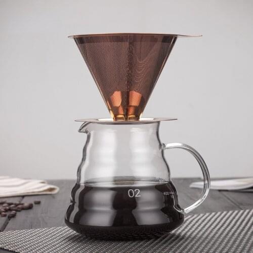 Gold Reusable Dripper Is Suitable for Coffee Pot Set 600ML Household Coffee Pot Set Tea Maker