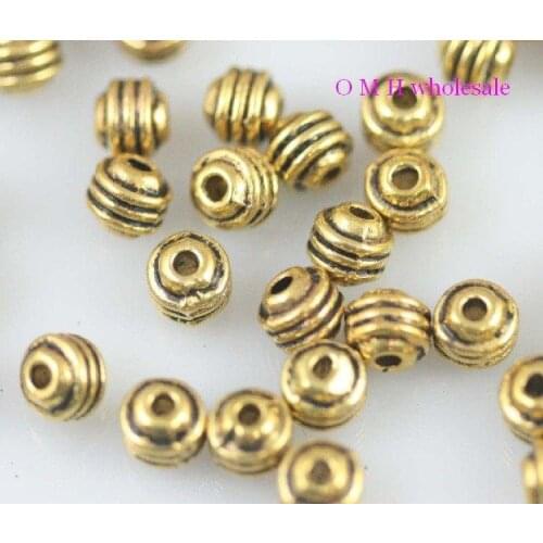 OMH wholesale Free ship 40pcs golden spacer beads Jewelry metal beads 5X5mm ZL509