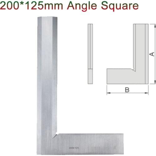 1PCS 200*125mm Try Square Ruler Angle Broadside L-Shaped 90 Degree Blade Silver Tone Angle Square Broadside Knife-Shaped Measure