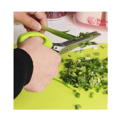 19cm Minced 5 Layers tool cut scissor Herb Kitchen Chopped Laver Rosemary Shredded Spices Cook Basil Scallion Cutter