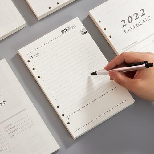 2022 A5 Loose Leaf Notebook Refill Spiral Binder Inner Page Weekly Monthly To Do Line Inside Paper Stationery 170 Sheets