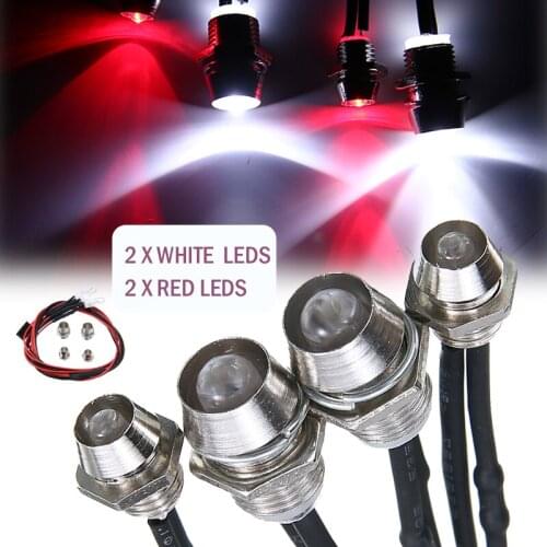 4pcs 3V-7V LED 2 White 2 Red RC Car Light Lamp Fit For 1/10 1/8 HSP Redcat RC Car Auto Truck DIY Accessories Parts