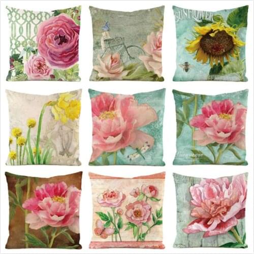 45cm*45cm **Peony** Inimitated Silk Fabric Throw Pillow Covers Couch Cushion Cover Home Decorative Pillows Pillow Case
