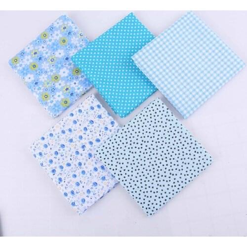 5pcs DIY Hand Stitched Childrens Cotton Printed Small Floral blue Handkerchief Kids Cartoon Towel Handkerchief Muslin Towel