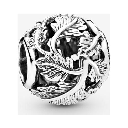 925 Sterling Silver Beads Free Shipping Openwork Leaves Charm Fit Original Pandora Bracelets Women DIY Fashion Jewelry Gift