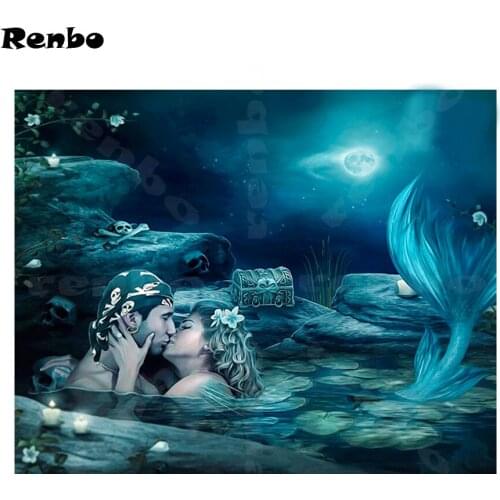 5d diy diamond painting cross stitch diamond embroidery mermaid,lovers kissing,Full Drill diamond mosaic pattern Needlework gift