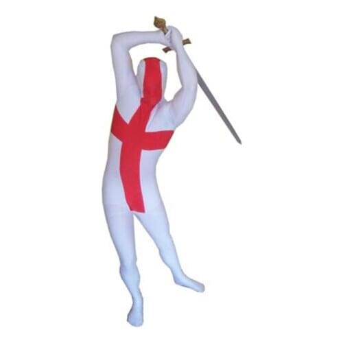 England Flag Zentai Second Skin Suit Fancy Dress Costume Spandex Lycra