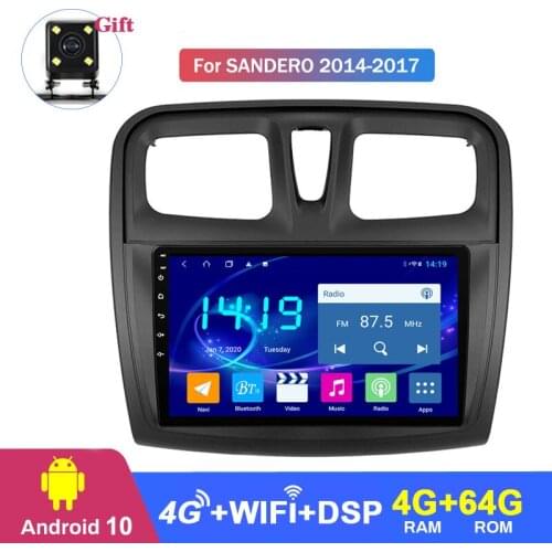 For renault sandero 2014 2015 2016 2017 Android 10 Car Stereo Multimedia Player Android 10 Car GPS Navigation 4G RAM 64G ROM
