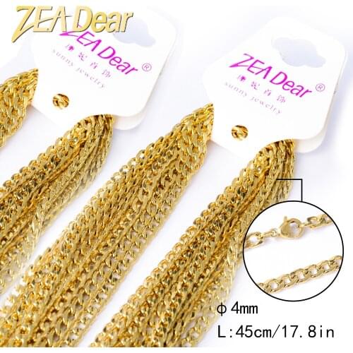 ZEADear Jewelry 10pcs 45cm Gold Stainless Steel Necklace Link Chain In Bulk for Women Man Classic Trendy For Daily Wear Gift
