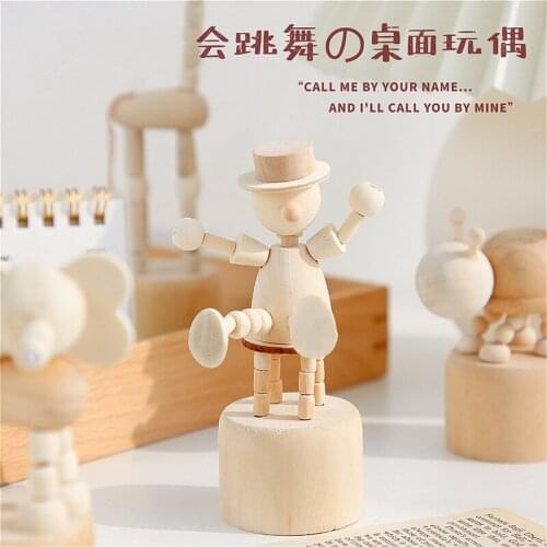 Cartoon wooden artwork movable puppet desktop Table Ornament Carving Model Creative Home Office Decoration Love Pet sculpture