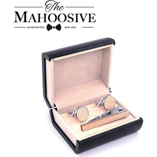 Wood Cufflinks Tie Clips gift Box Combo Set Cuff Links For Mens Relojes Gemelos Men Tie Pin Clips Fashion men Jewelry