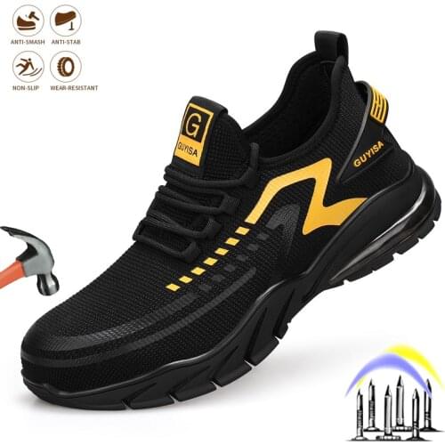 Breathable Mens Safety Shoes Steel Toe Working Outdoor Boot Indestructible Anti-smash Anti-puncture Non-slip Comfort Sneakers