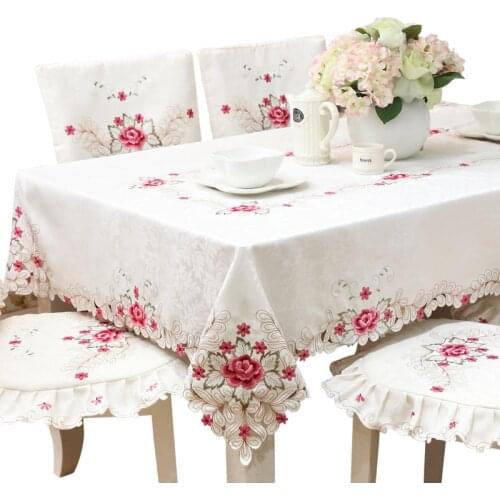 Europe Hot Sale Elegant Embroidered Lace Tablecloth For Wedding Party Home Table Cloth Cover Textile Decoration