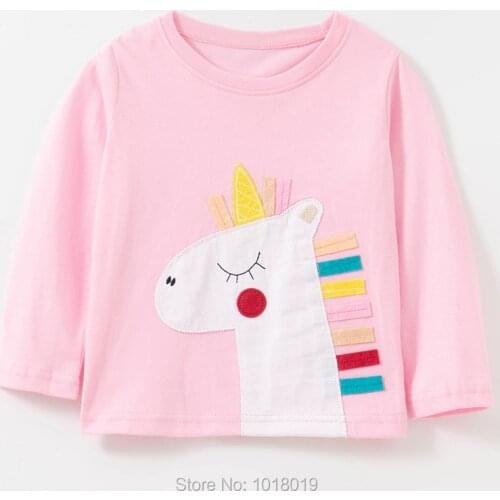 100% Cotton Baby Girl Clothes Child Undershirt Brand Girls Toddler Kids t shirt Long Sleeve t-shirt Tee Tops Pink Unicorn Blouse